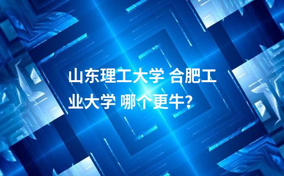 山东理工大学 合肥工业大学 哪个更牛？
